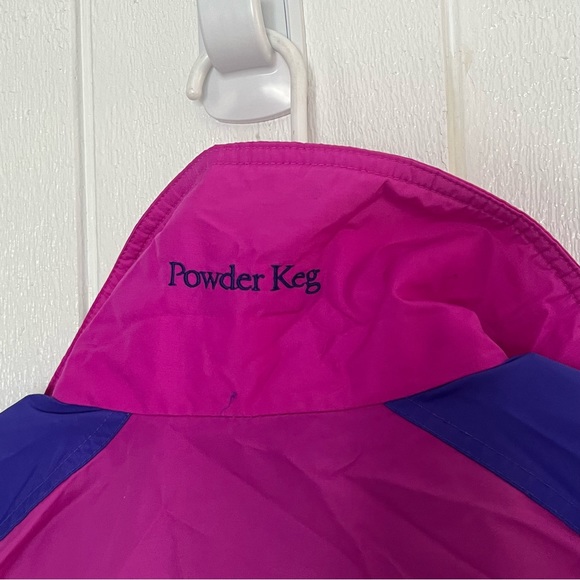 Vintage Women's 90s Columbia Powder Keg Ski Coat Bright Pink Purple Teal Small - Picture 6 of 16